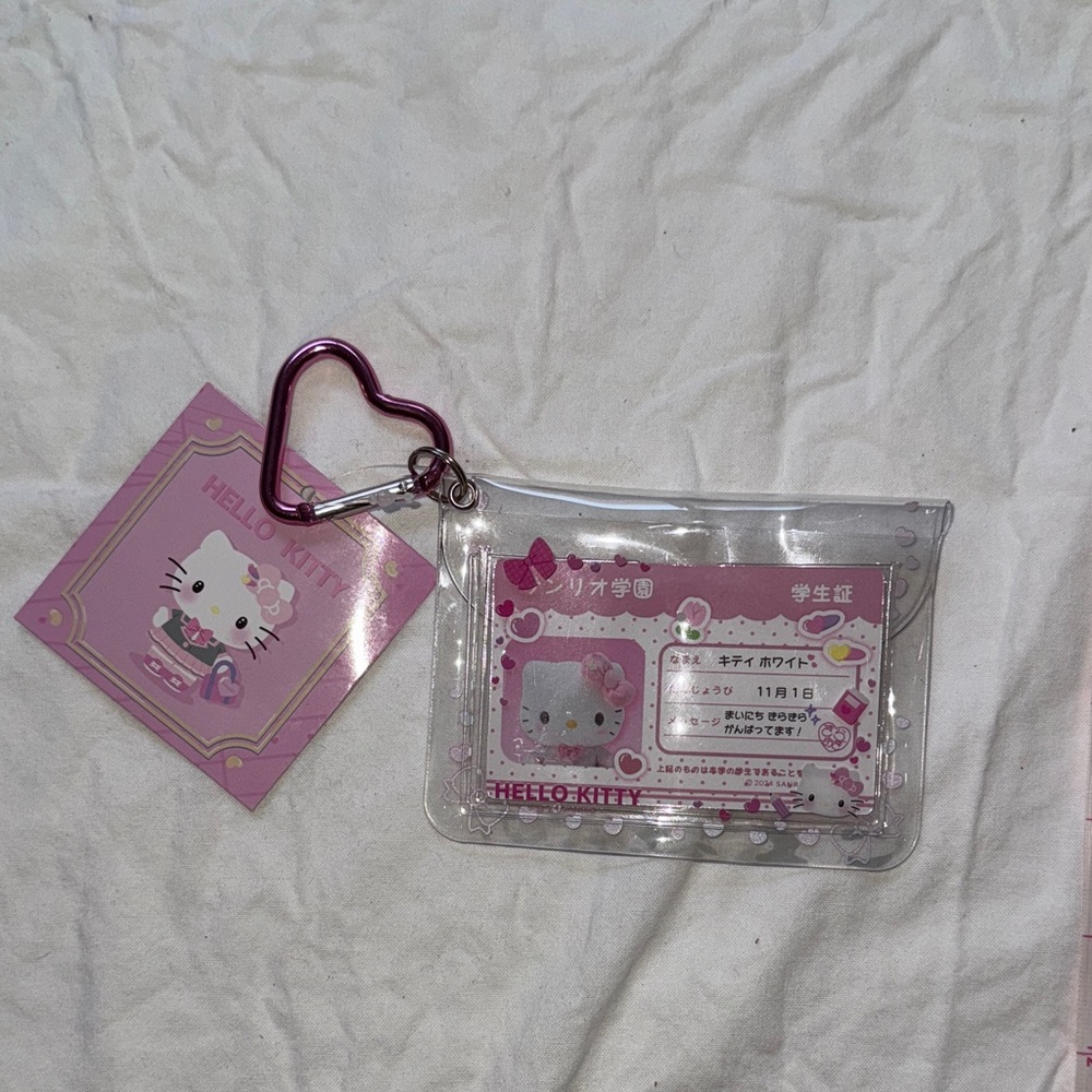 Hello Kitty Transparent Card Holder with Pink and Purple Accents